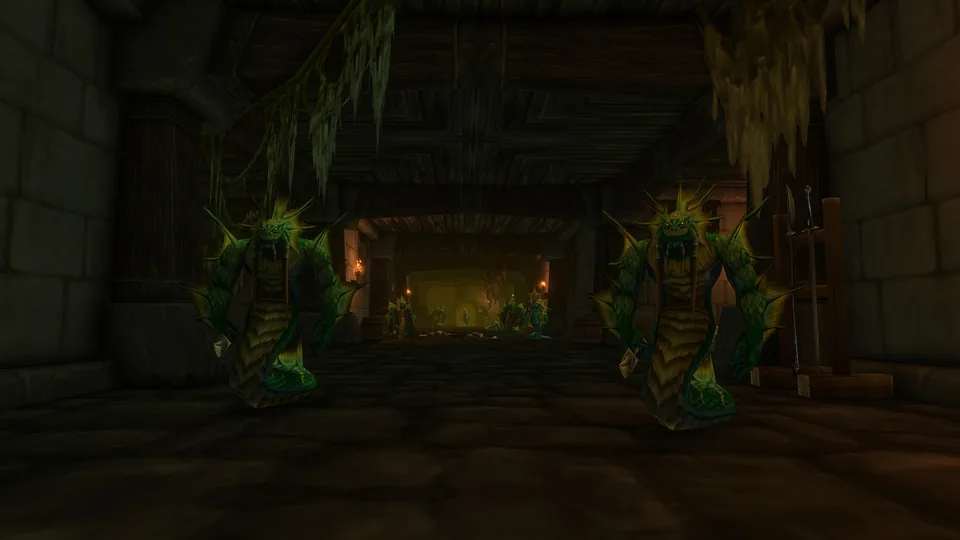 Inside the Alcaz Island Prison dungeon in World of Warcraft: Forever