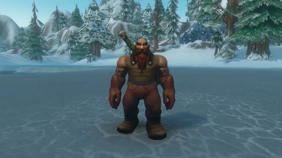 A Dwarf standing in the snow in World of Warcraft: Forever
