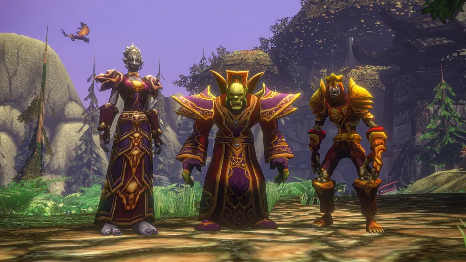 A Troll, an Orc and an Undead character in World of Warcraft: Forever